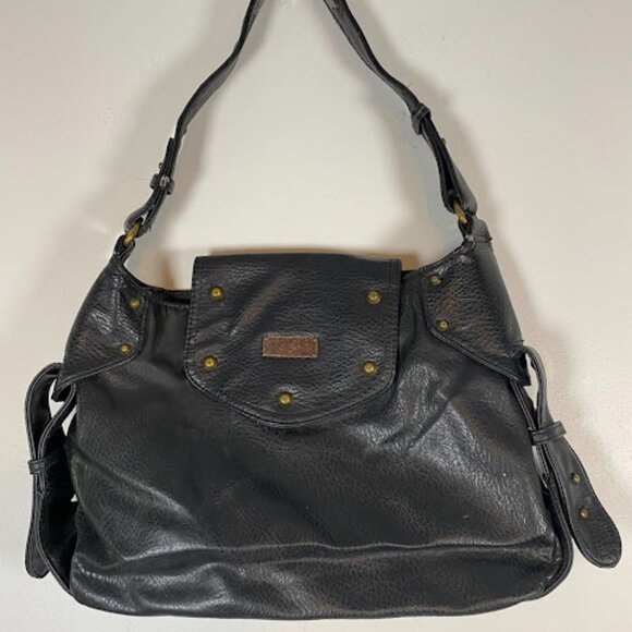 Matt & Nat Women's Black Vegan Leather Shoulder Bag Hobo Bag Satchel Medium - Picture 2 of 12